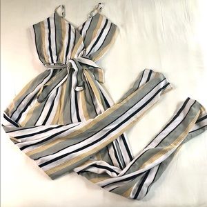 J For Justify Striped Flowy Jumpsuit